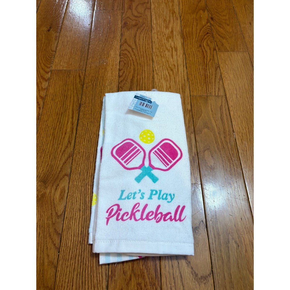 New The Spring‎ Shop Let's Play Pickleball Kitchen Dish Towel Set White Pink